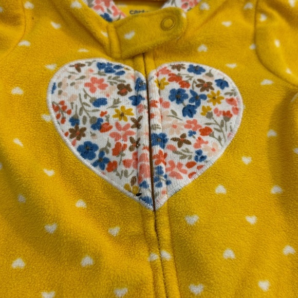 Carter's - Floral Newborn Fleece Onesie Sleeper - Yellow and Multicolor - Picture 2 of 5